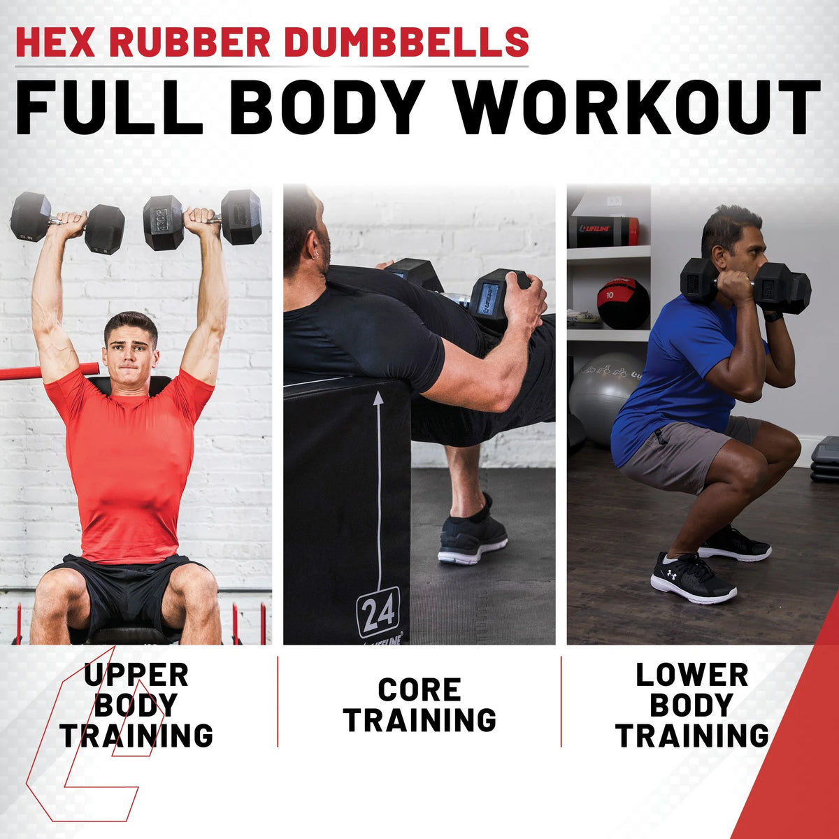 150 lb Hex Rubber Dumbbell Set E312539