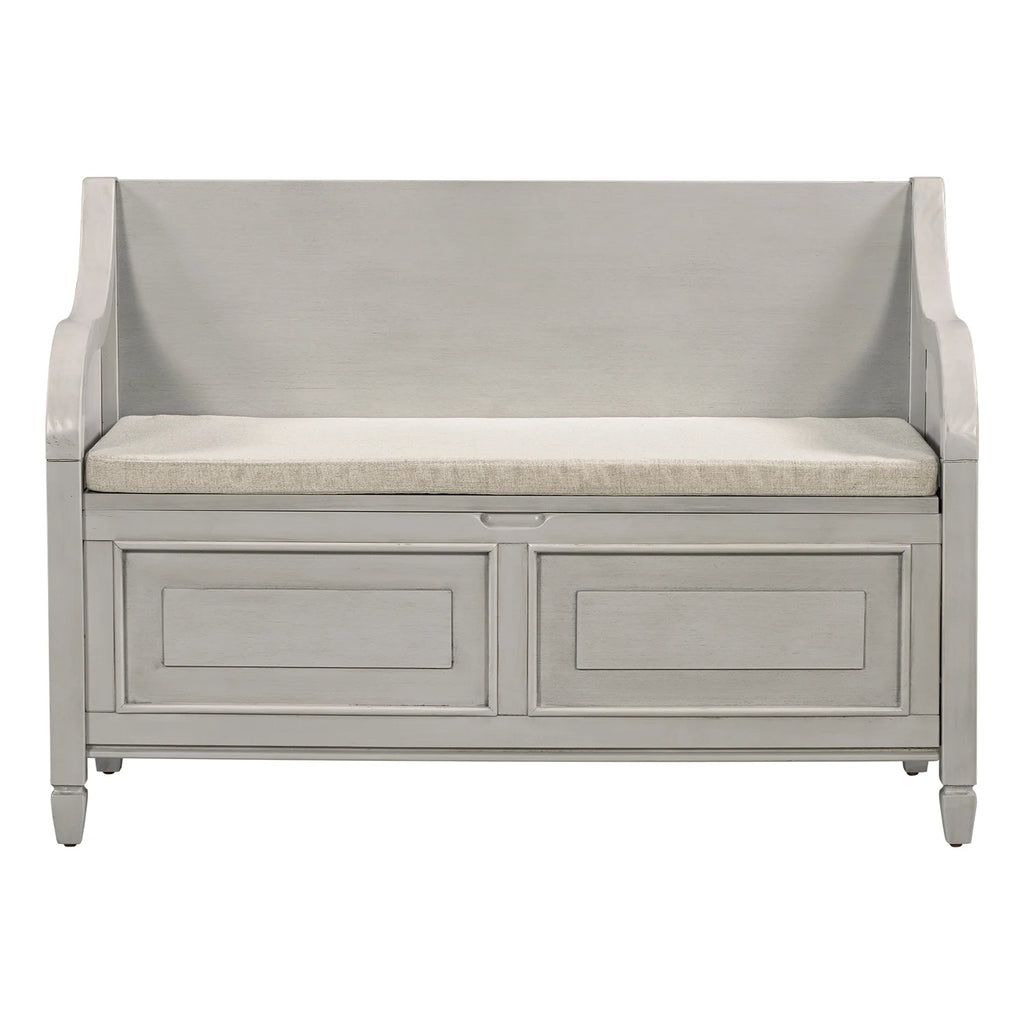 Solid Wood Storage Bench with Removable Cushion I217