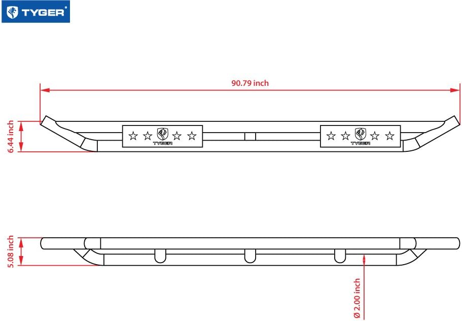 Textured Black Side Step Nerf Bars Running Boards D555