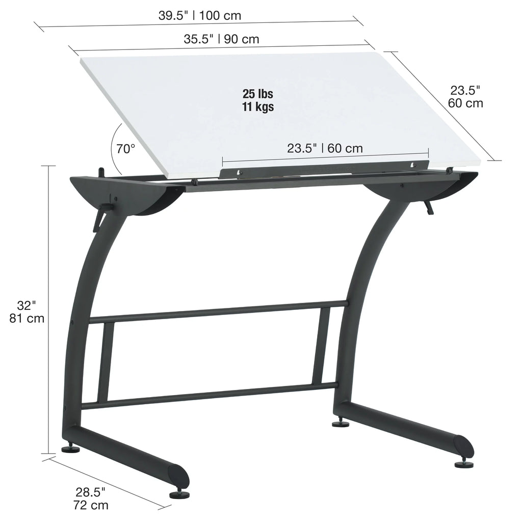 Adjustable Standing Height Drafting Table with 35" Wide Angle Adjustable Top J331134