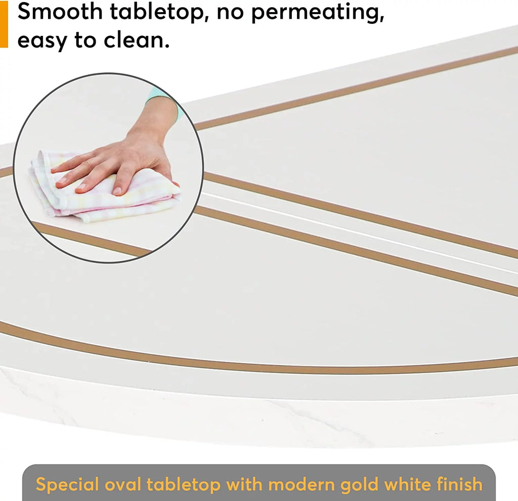 70.8" White and Gold Executive Desk H851283