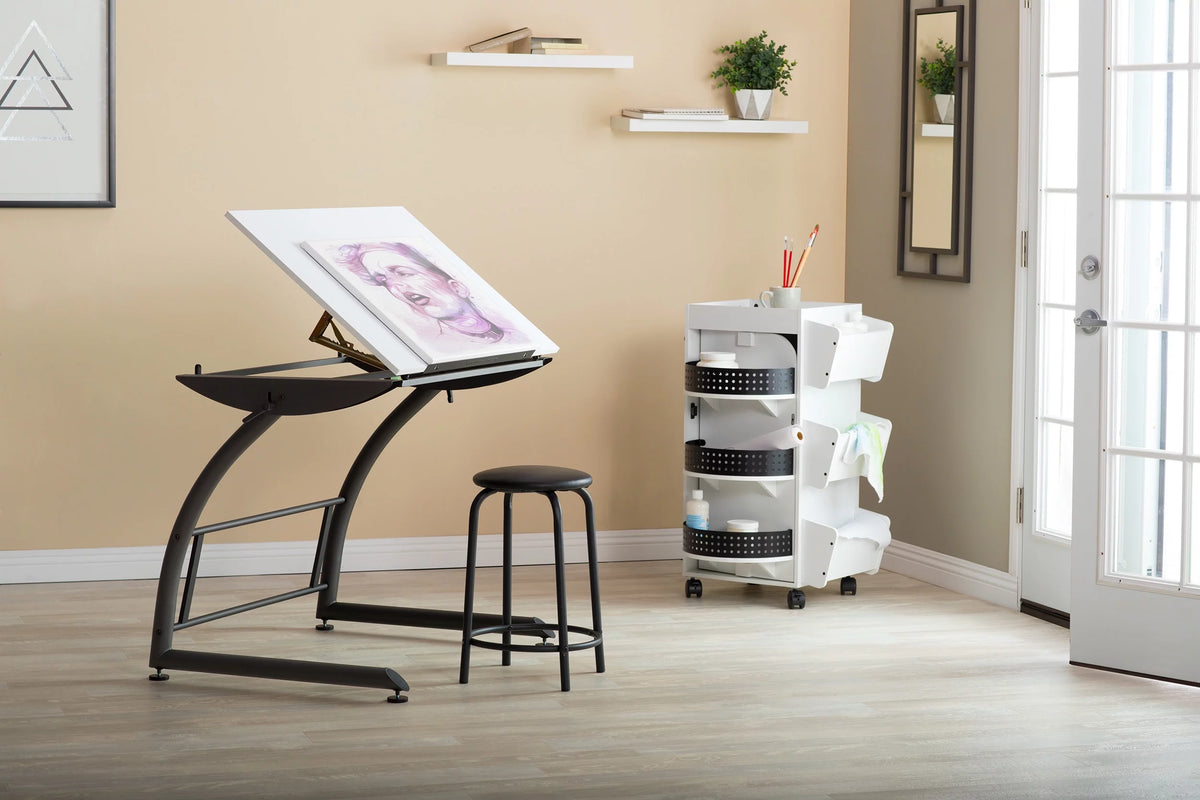 Adjustable Standing Height Drafting Table with 35" Wide Angle Adjustable Top J331134