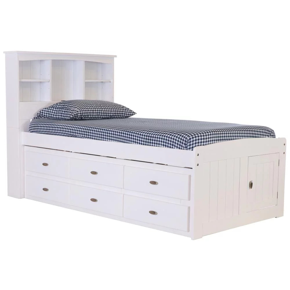 Solid Pine Bed in Casual White B7153