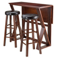 3-Pc Drop Leaf High Table with 2 Cushion Round Seat Stools Z25754