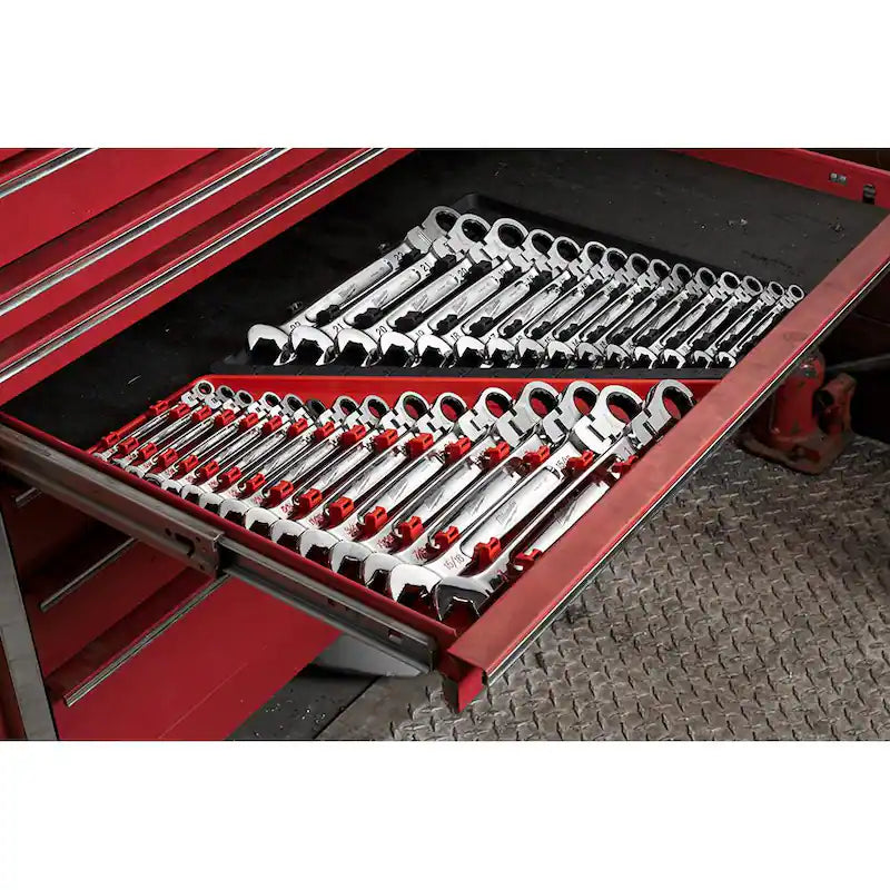 30-Piece Flex-Head Ratcheting Combination Wrench Set SAE and METRIC G9622