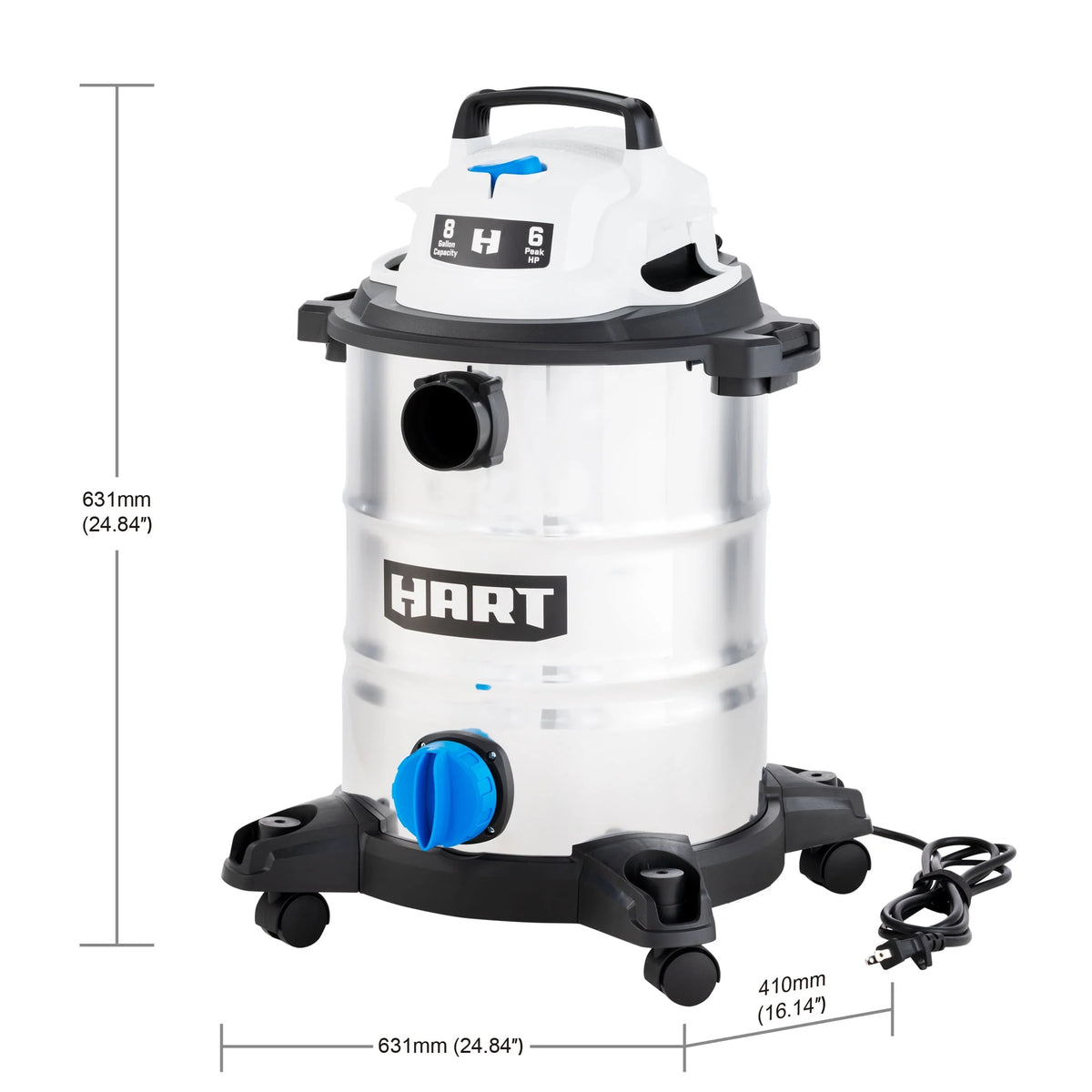 8 Gallon 6 Peak HP Stainless Steel Wet/Dry Vacuum B4695