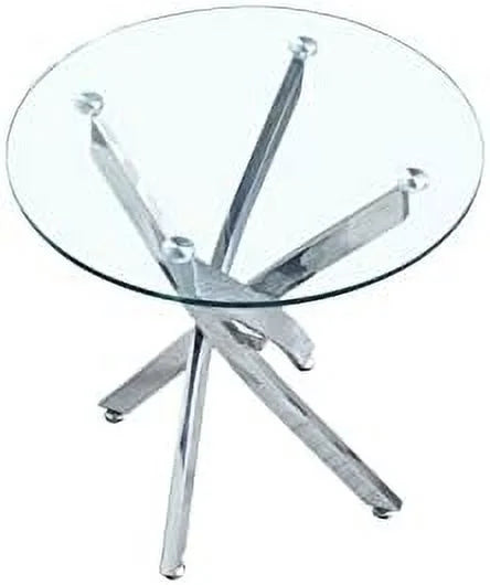 Round Glass End Table with Chrome Legs H513131