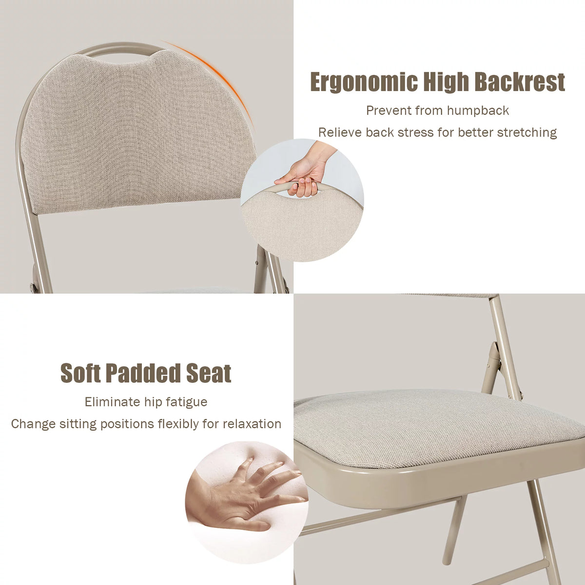 Set of 6 Beige Fabric Upholstered Folding Chairs L80896