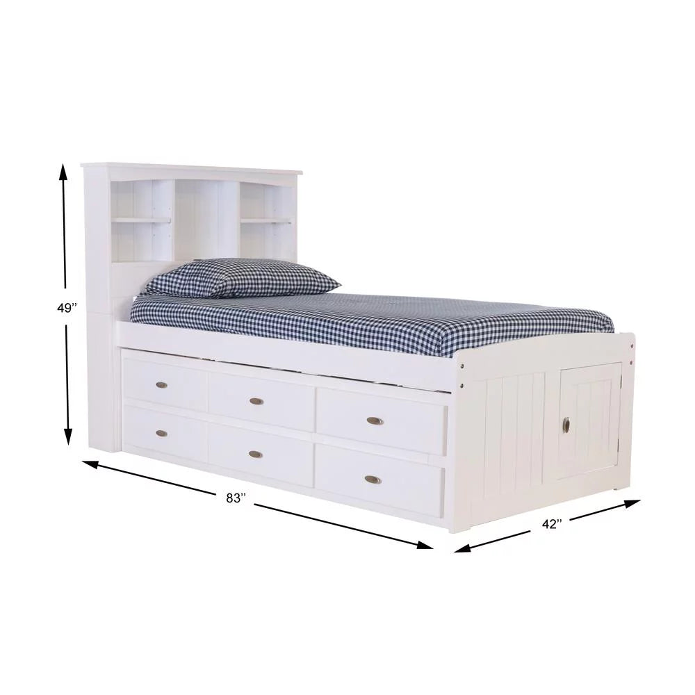 Solid Pine Bed in Casual White B7153
