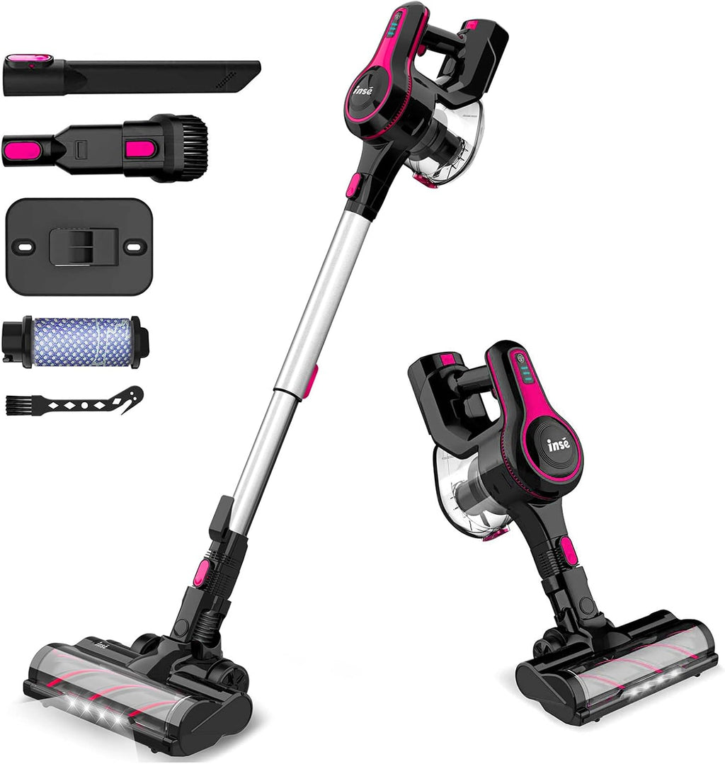 Cordless Vacuum Cleaner, Lightweight 6 in 1 Stick Vacuum with 2200mAh Rechargeable Battery, Red S852