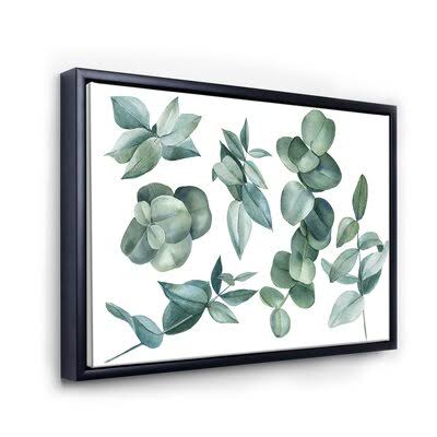 Dark Green Eucalyptus Leaves Painting on Canvas O12405