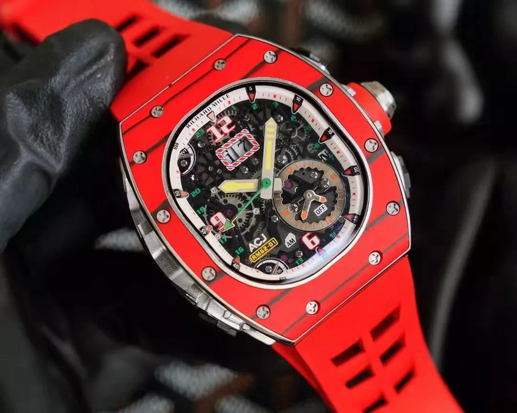Tourbillon Vibrating Alarm Red Bezel Red Rubber Strap O56392