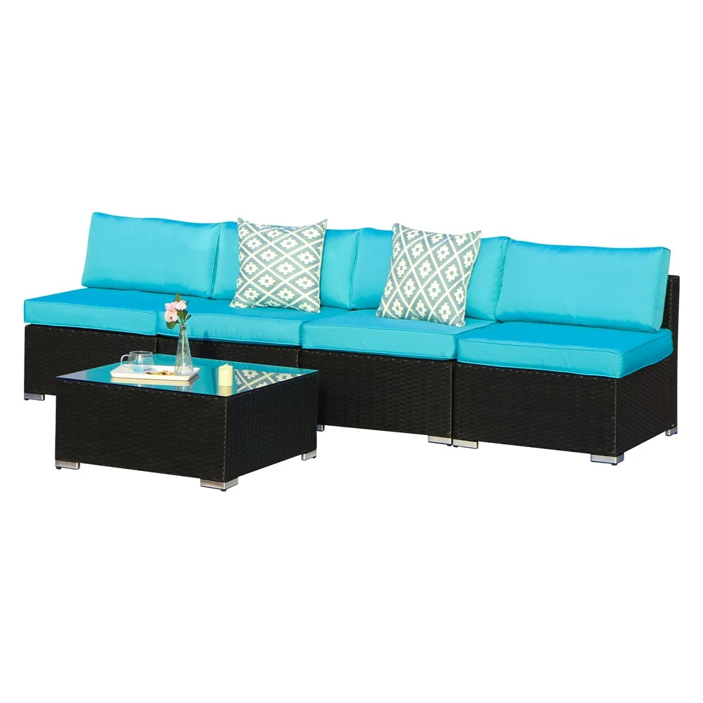5 Pieces Outdoor Wicker Furniture Set with Coffee Table R5162