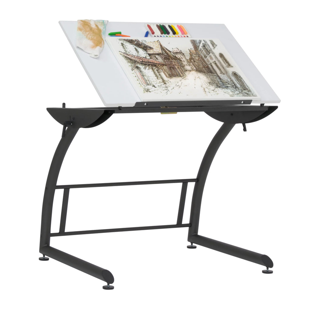 Adjustable Standing Height Drafting Table with 35" Wide Angle Adjustable Top J331134
