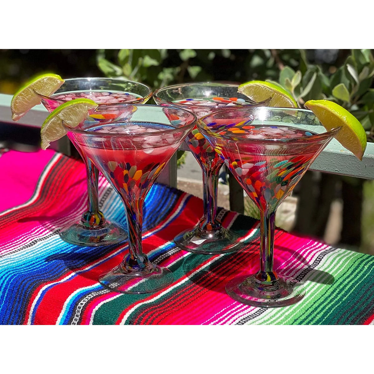 Set of 4 Hand Blown Margarita Glasses U821
