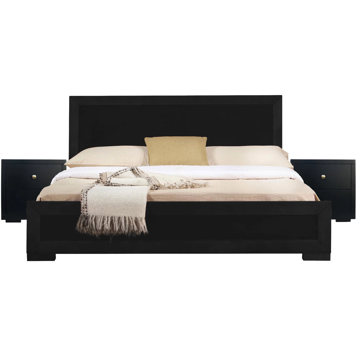 King Black Paneled Bedroom Set T57879