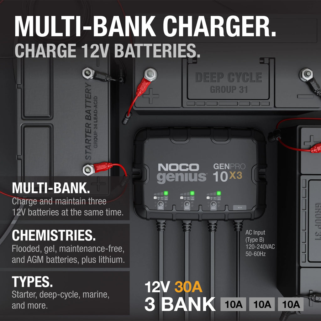 12V 3-Bank 30A Onboard Battery Charger T516507