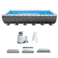 24' x 12' x 52 Rectangular Frame Swimming Pool with Pump H9186