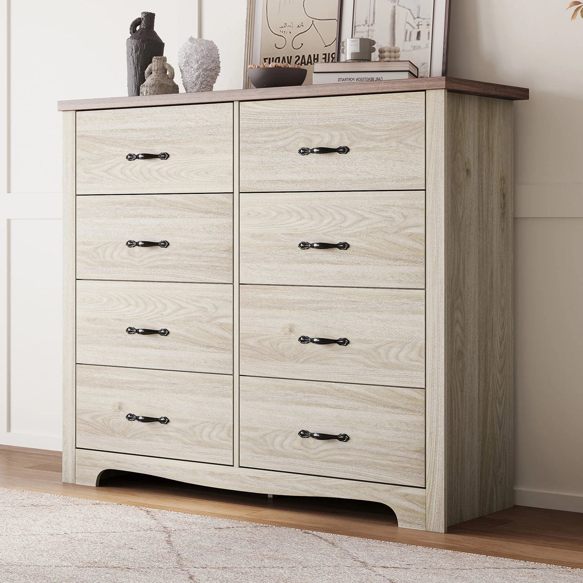 Black 8 Drawer Wood Dresser T290