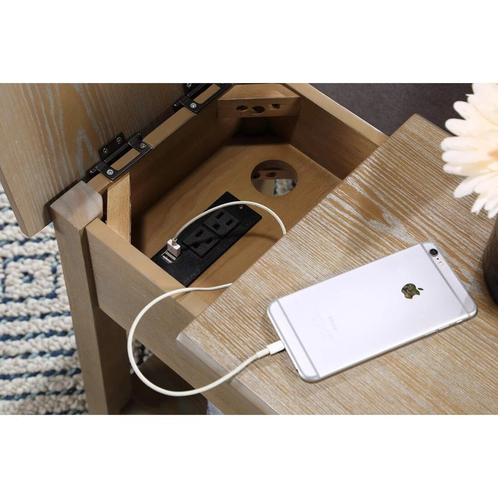 Driftwood Side Table with USB Charging Station E47014