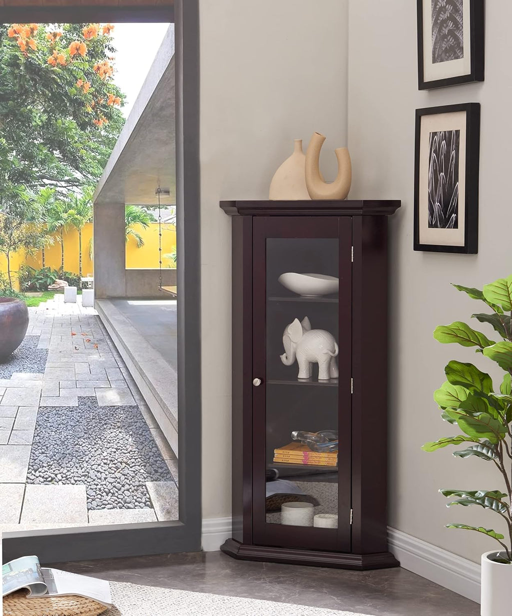Corner Curio Storage Cabinet with Glass Door P191