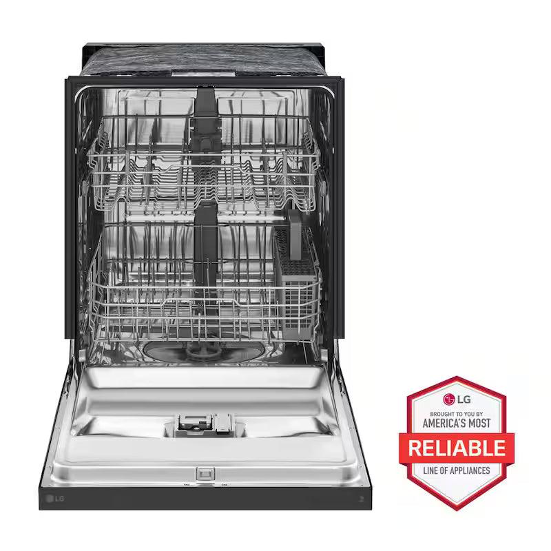 Black Front Control Dishwasher with Stainless Steel Tub J595812