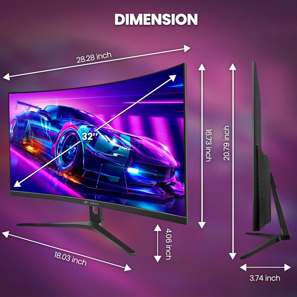 32 Curved Gaming Monitor, FHD 1080P, 165Hz, 1ms, FreeSync, Black V791725