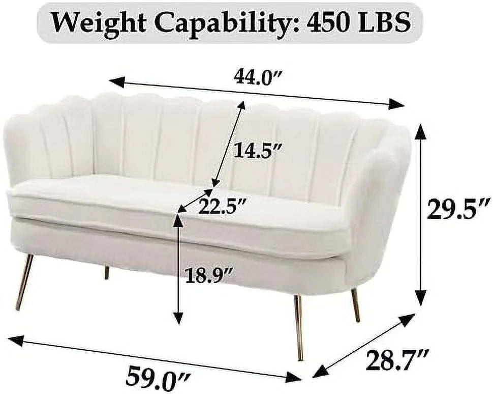 Boucle Loveseat Sofa with Gold Metal Legs Q81056