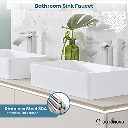 Tall Single Handle Stainless Steel Vessel Sink Faucet with Pop Up Drain, Matte Black C807066