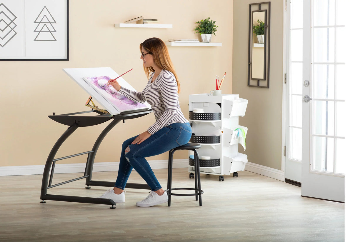 Adjustable Standing Height Drafting Table with 35" Wide Angle Adjustable Top J331134