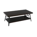 Gray 48" Coffee Table with Solid Wood Top and Open Storage Shelf K827