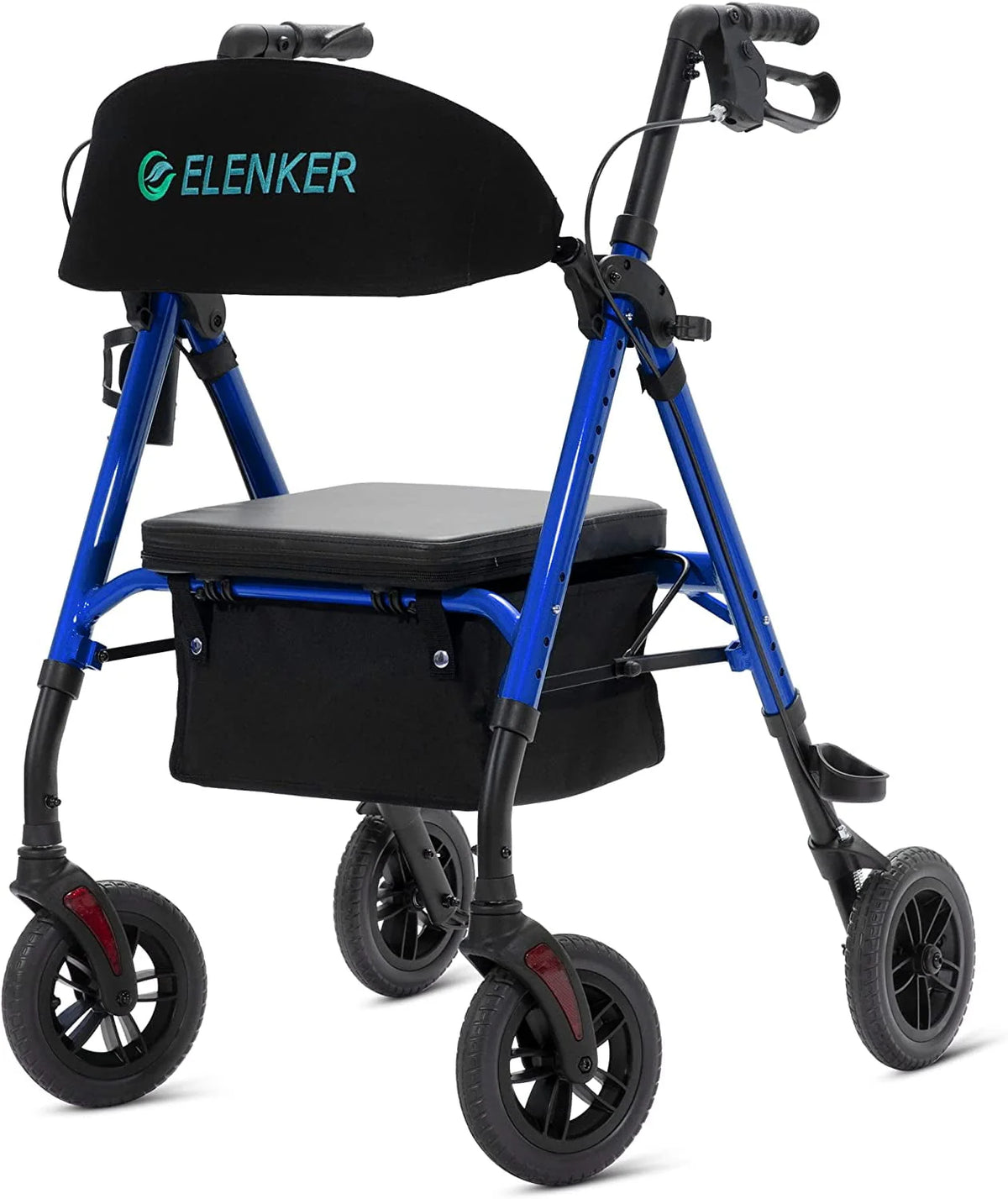 All-Terrain Rollator Walker with 8” Wheels, Height Adjustable, Padded Seat Backrest Cup Holder, Orange G548