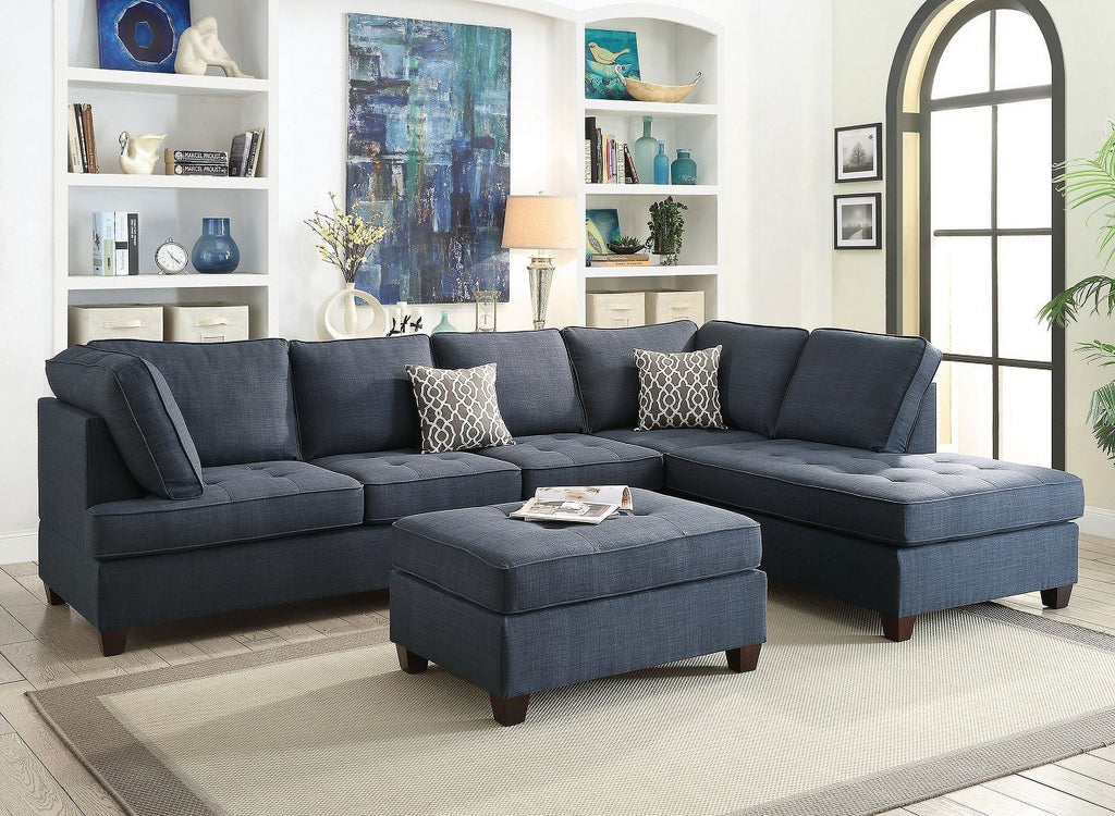 Dark Blue Sectional Sofa Set S89381