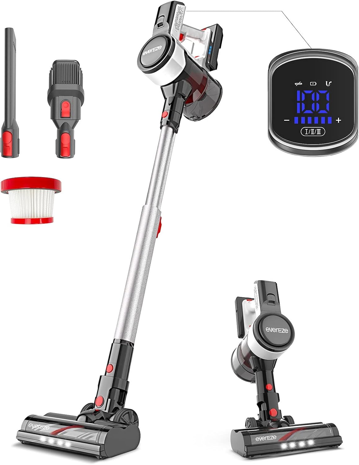 280W 25KPa Cordless Stick Vacuum with 2 Detachable Batteries X111