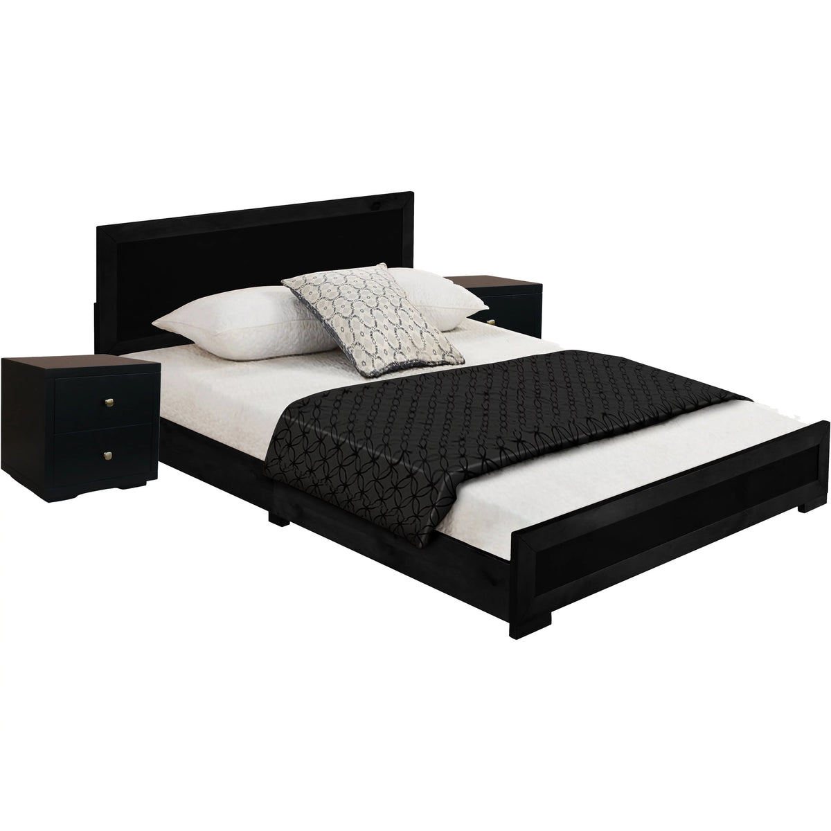 King Black Paneled Bedroom Set T57879