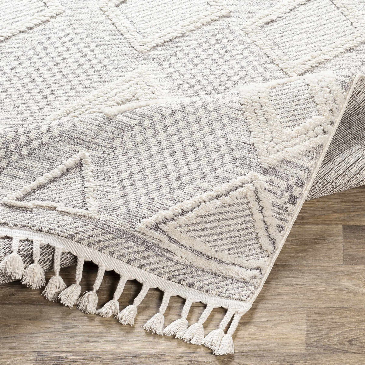Grey Beige Cream Polyester Area Rug 5'3" x 7'3" T53271