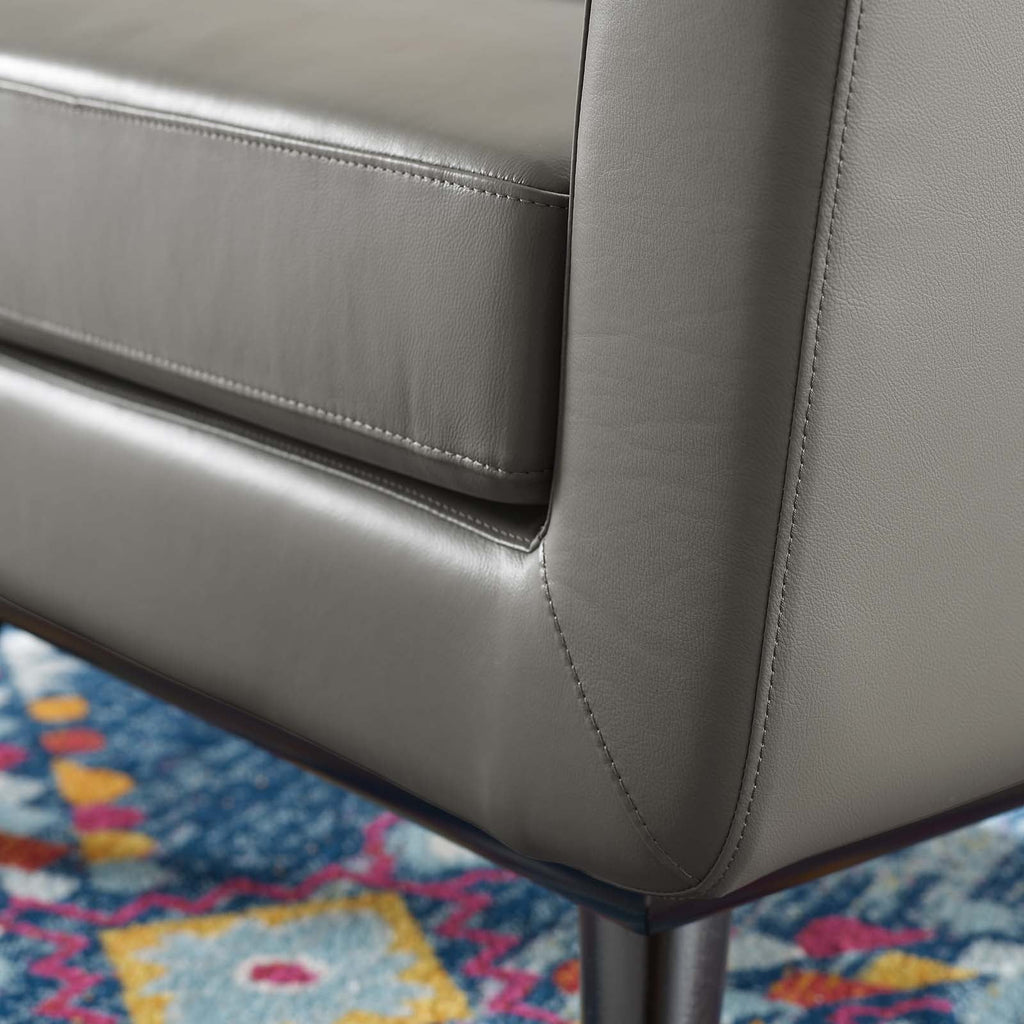 Grey Leather Accent Chair E290
