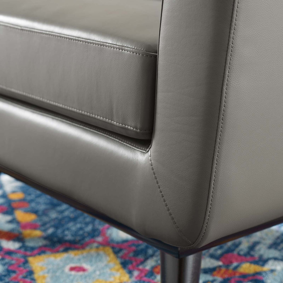 Grey Leather Accent Chair E290