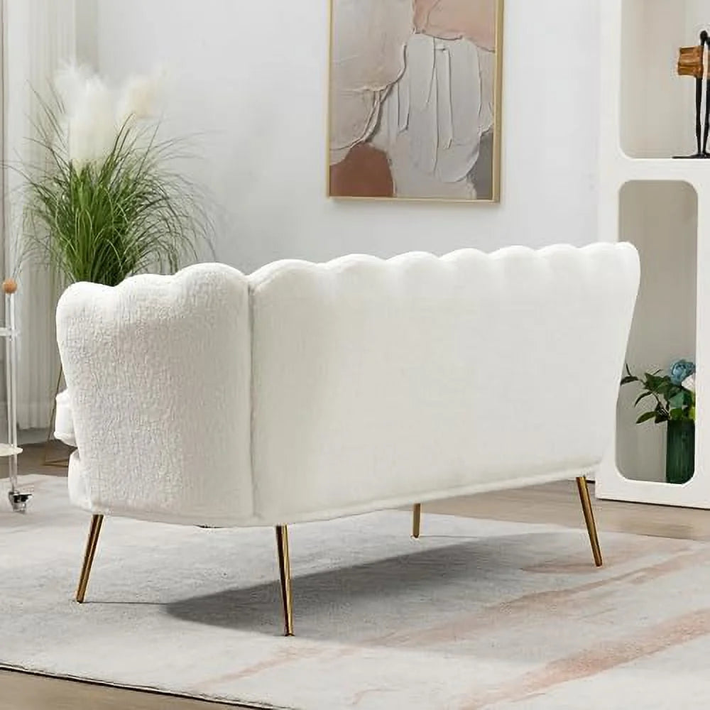 Boucle Loveseat Sofa with Gold Metal Legs Q81056