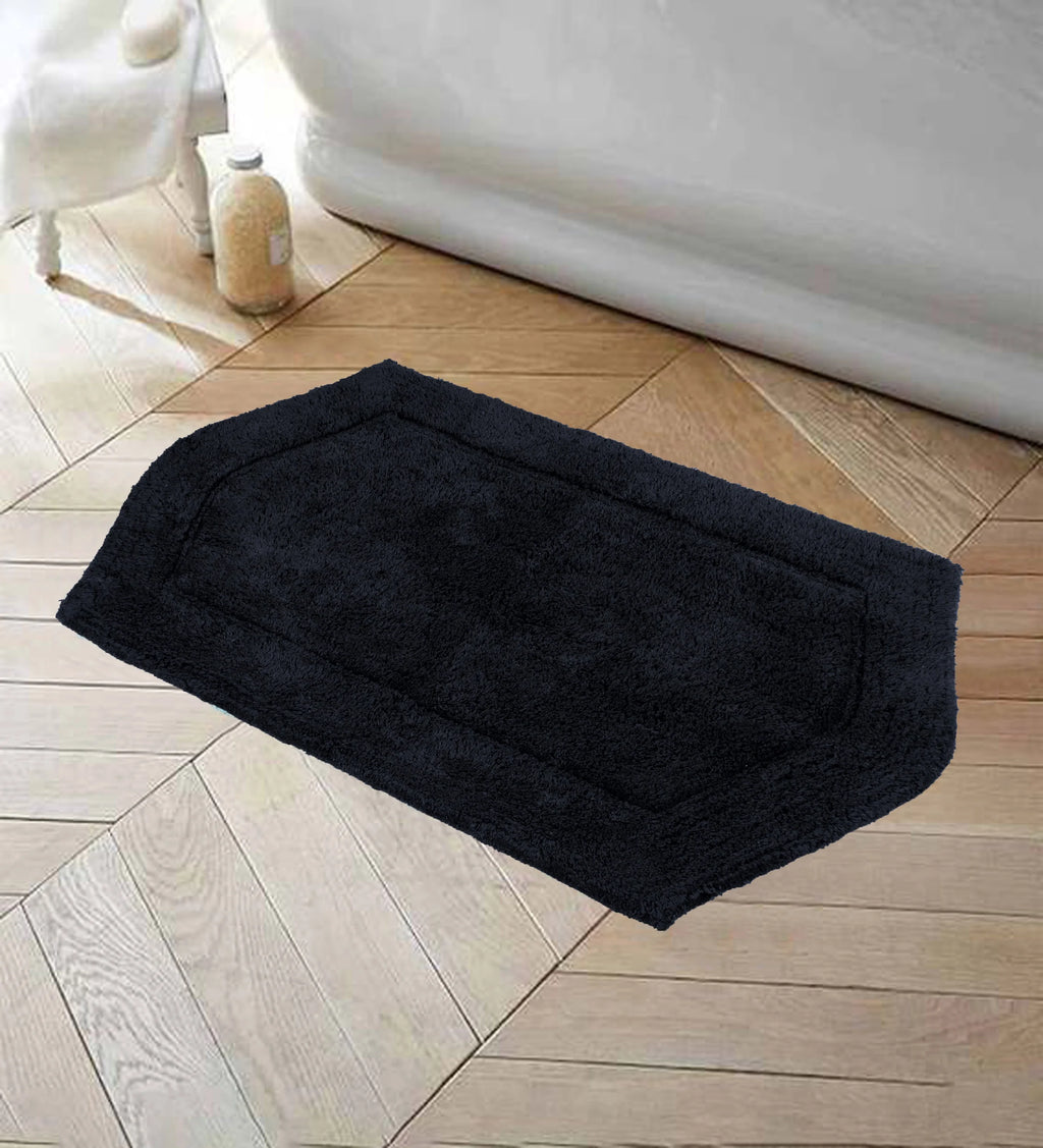100% Cotton Tufted Non-Slip Bath Rug, 21"x34" Black E942084