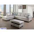 3 Piece Left Facing Faux Leather Sectional Sofa Set with Ottoman J391
