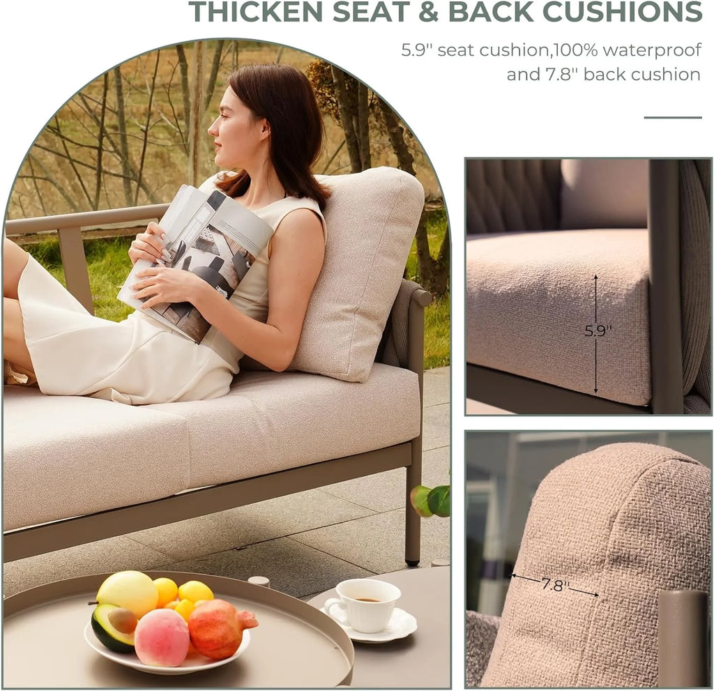 5-Piece Cotton Rope Outdoor Conversation Set with Cushions J429