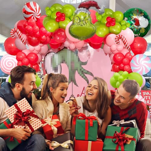 Pink Green Christmas Balloon Garland Arch Kit K837298