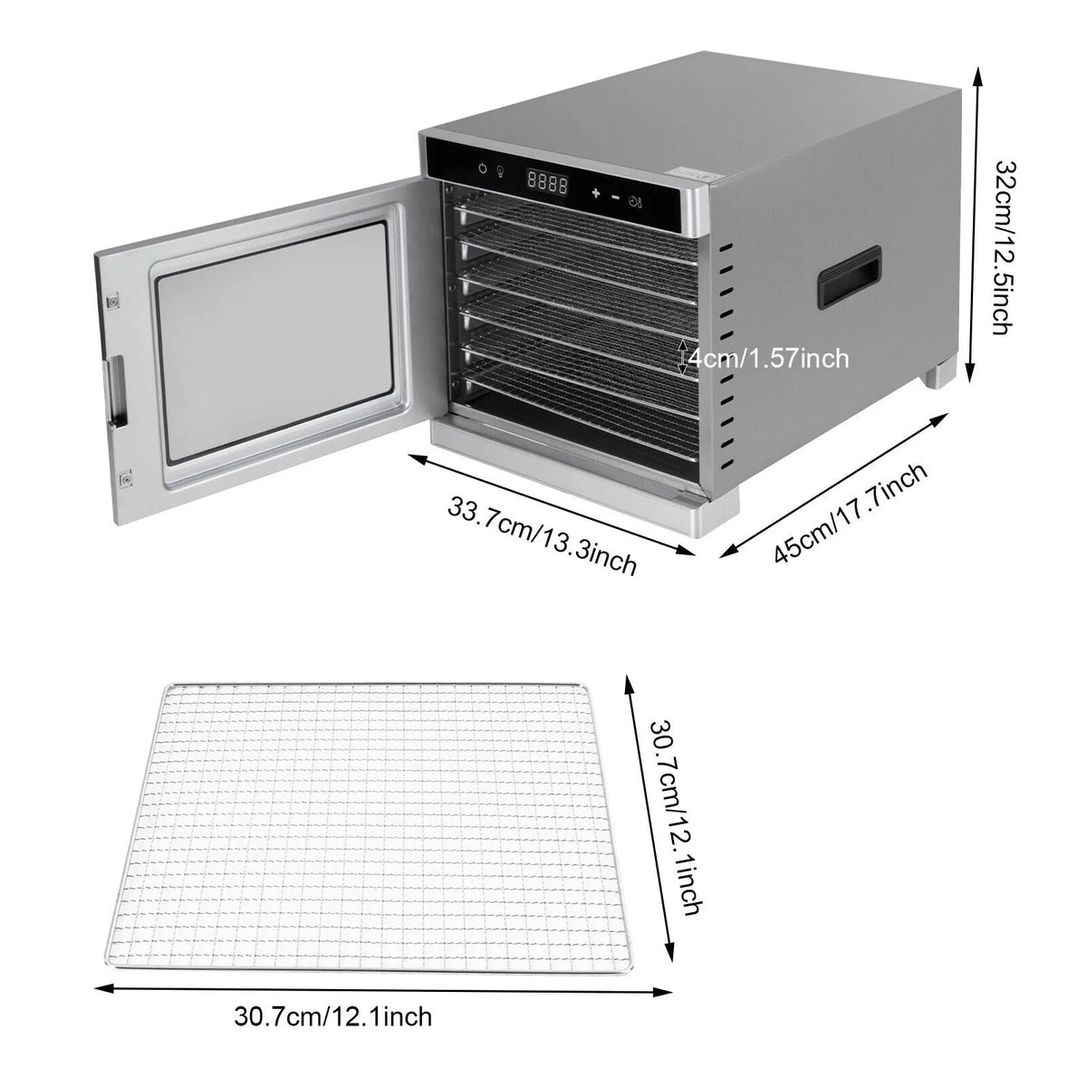 6/8 Tray Stainless Steel Food Dehydrator 700W Q300