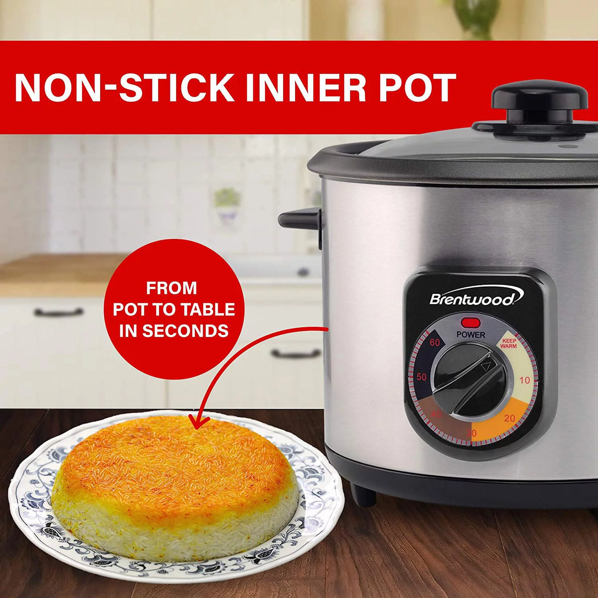 Stainless Steel Persian Rice Cooker 16 Cups 500 Watts V96598