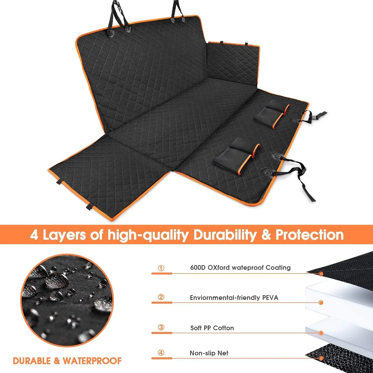 Waterproof Scratchproof Dog Car Seat Cover with Side Flaps L63057