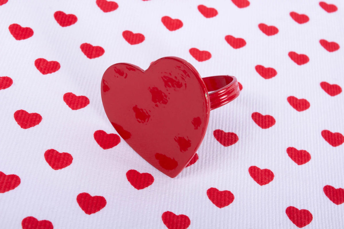Set of 6 Red Heart Shaped Napkin Rings A664764