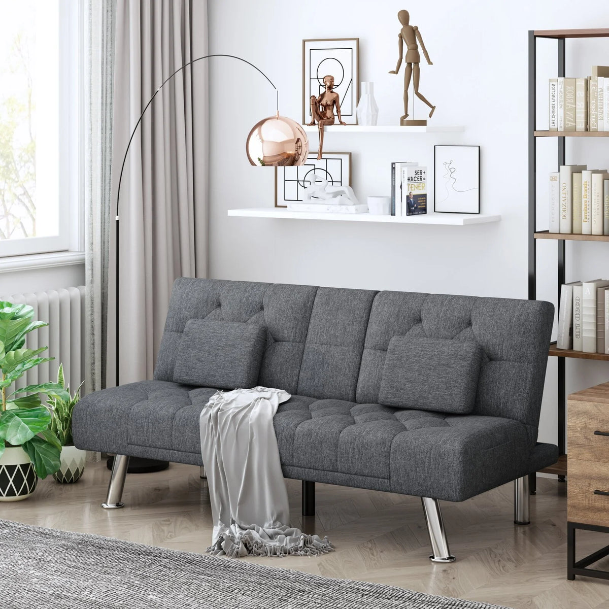 Gray Convertible Futon Sofa Bed N8742
