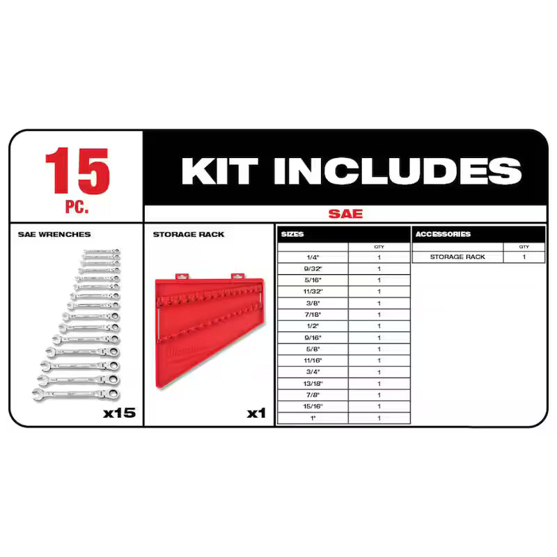 30-Piece Flex-Head Ratcheting Combination Wrench Set SAE and METRIC G9622