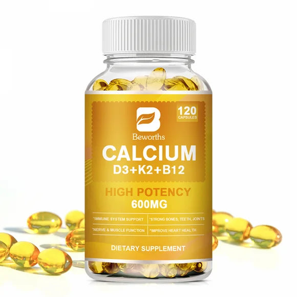 4-in-1 Calcium 600Mg with Vitamin D3 K2 B12 Capsules X2250